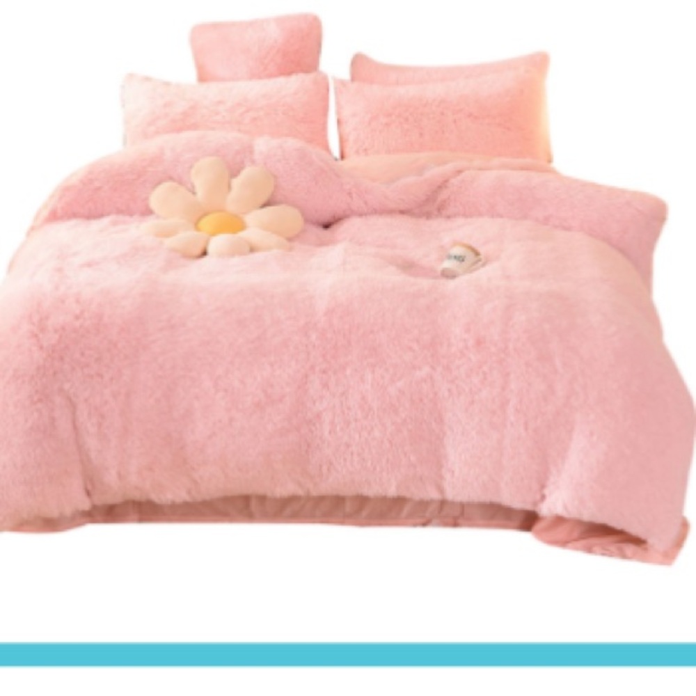 Fluffy pink shag duvet cover queen